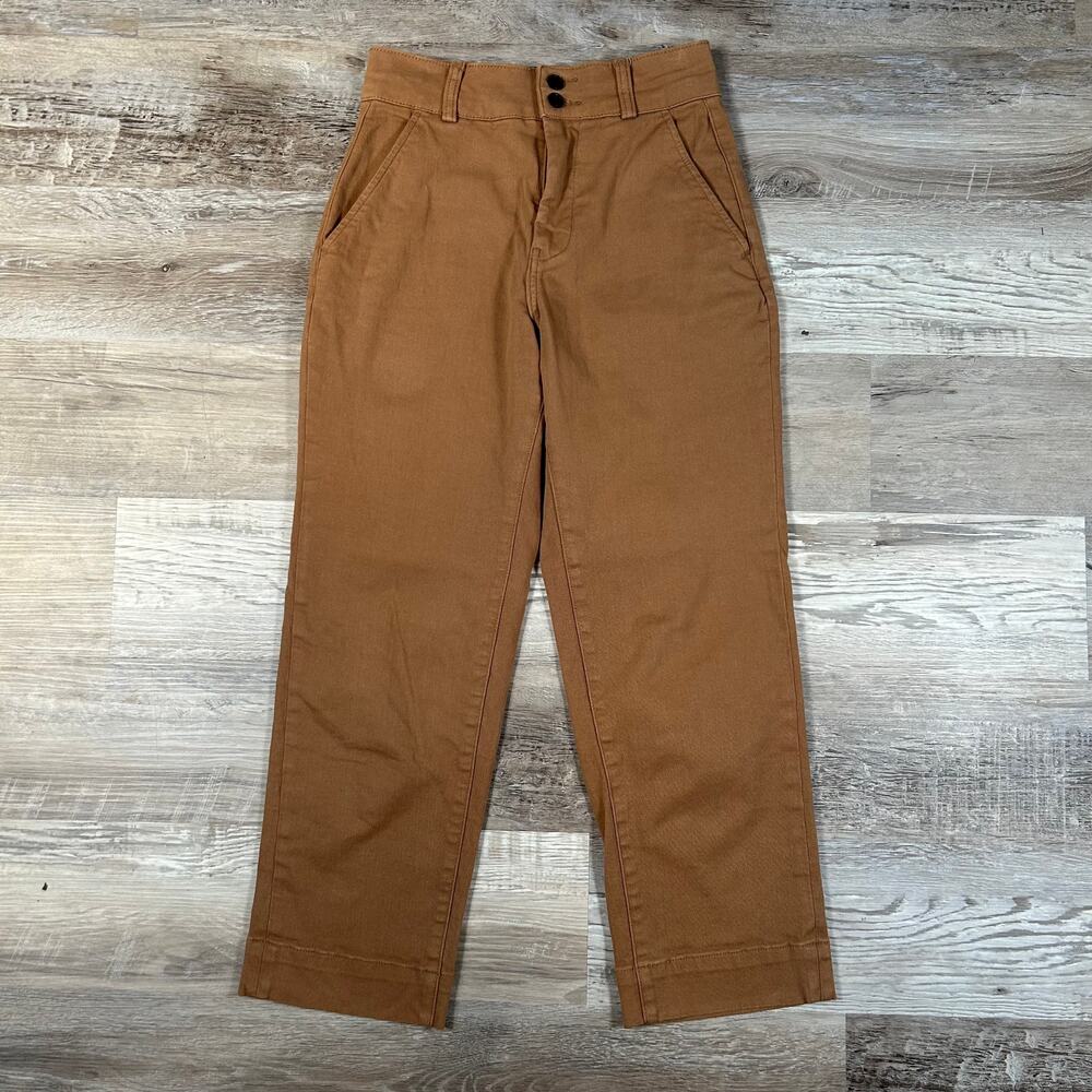 Everlane Organic Cotton Wide Leg Pants High Rise Utility Quiet Luxury Tan Fall 0
